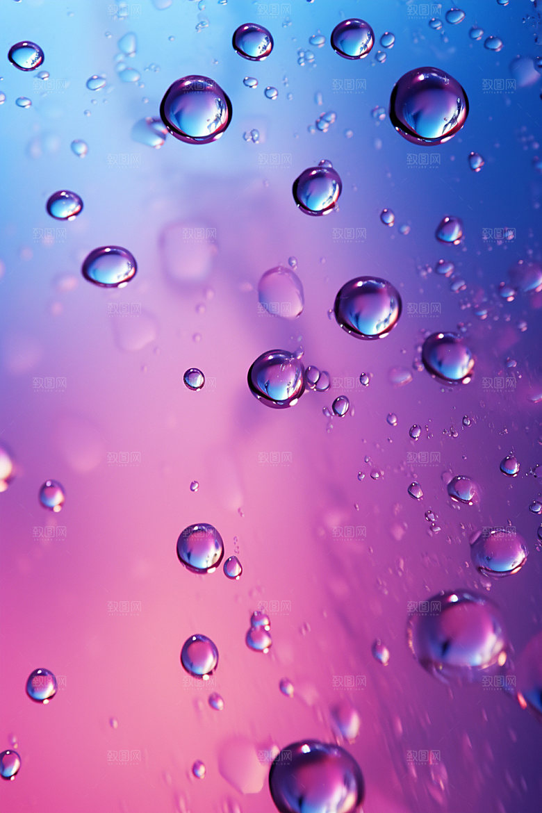 彩色雨滴透明元素背景图