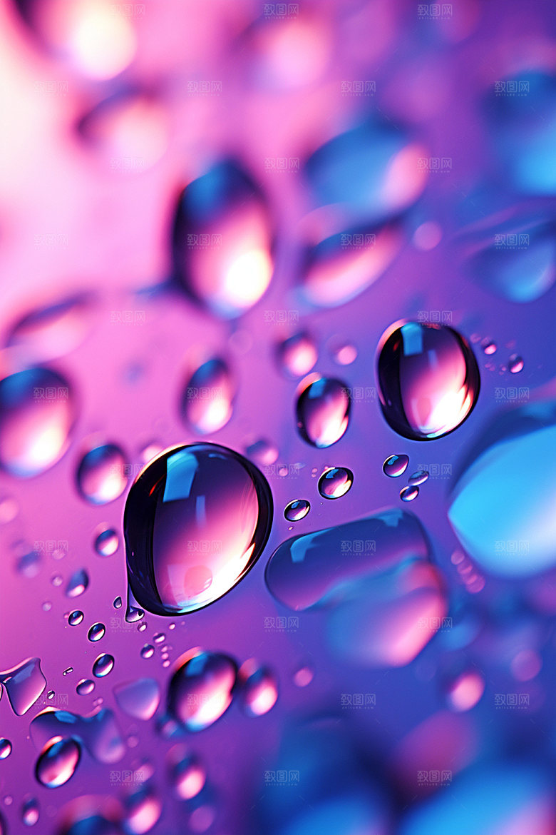 彩色雨滴水珠元素背景图