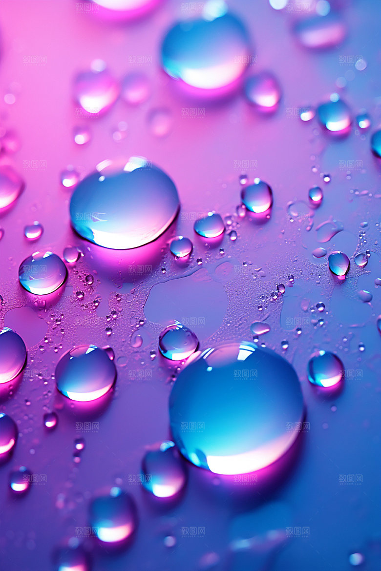 彩色雨滴通透水滴背景图