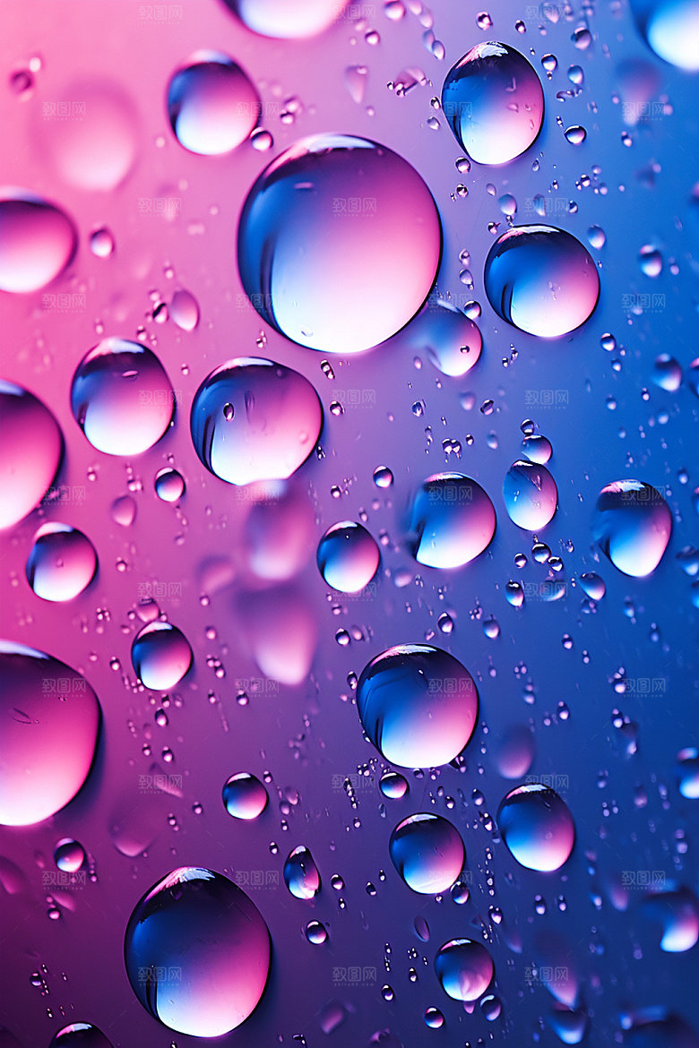 彩色雨滴质感水珠背景图
