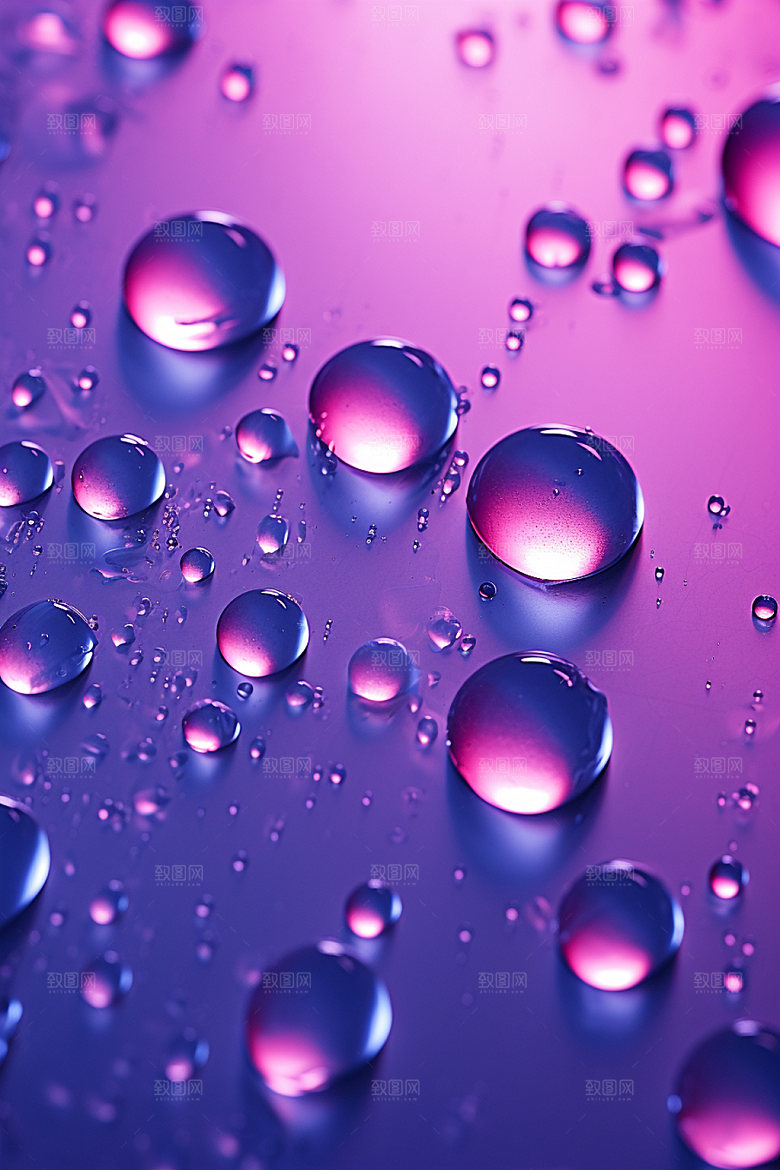 彩色雨滴透明元素背景图