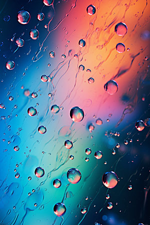 彩色雨滴水珠通透背景图