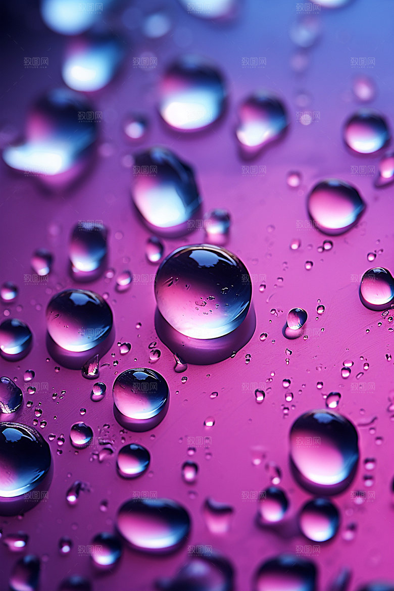 彩色雨滴透明质感背景图