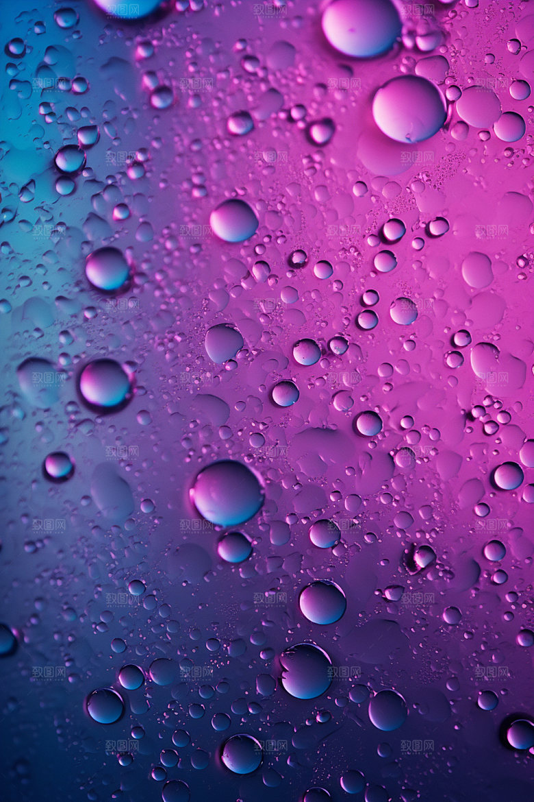 彩色雨滴透明元素背景图