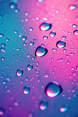 彩色雨滴透明通透背景图