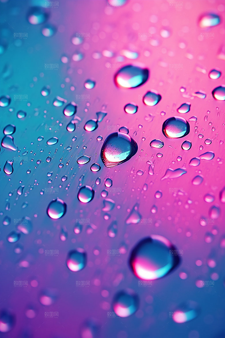 彩色雨滴透明通透背景图