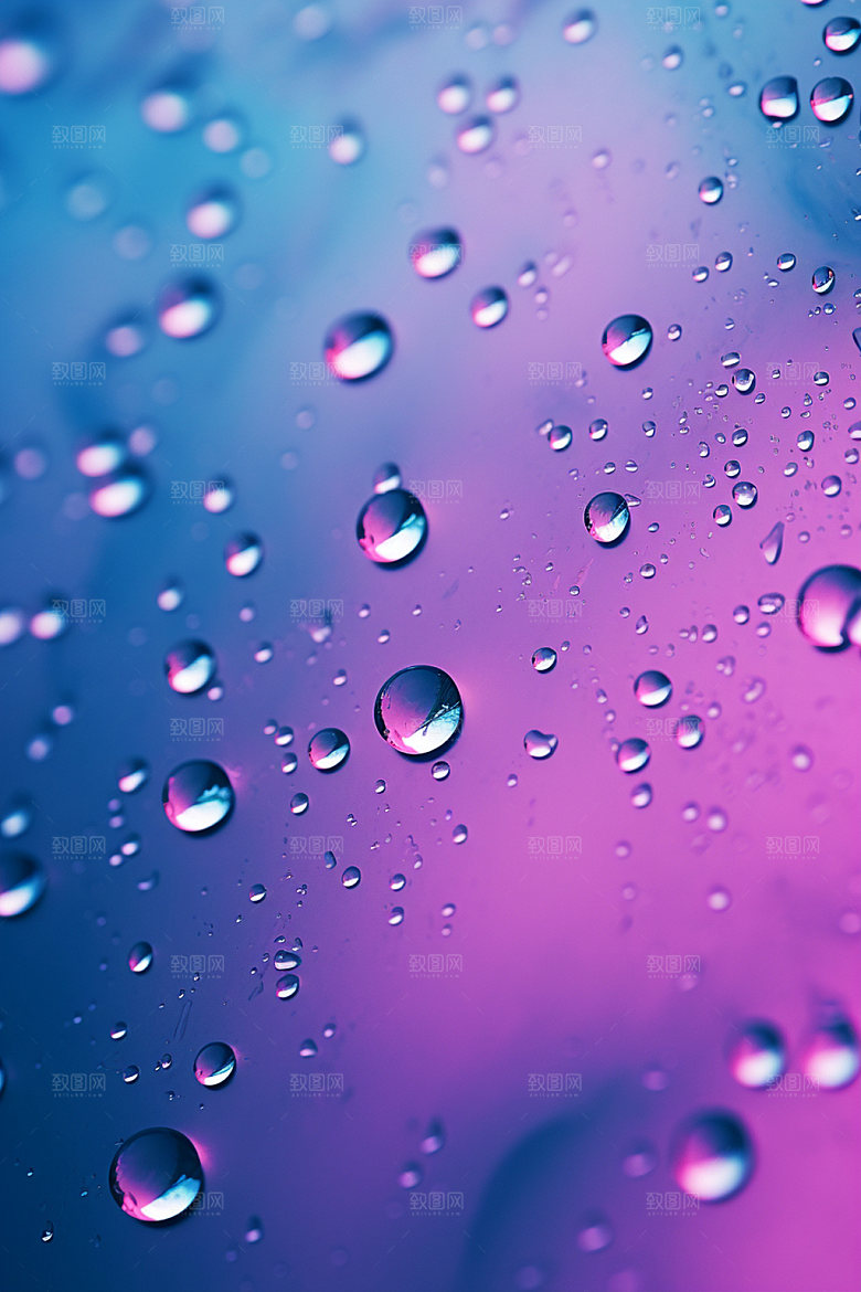 彩色雨滴元素通透背景图