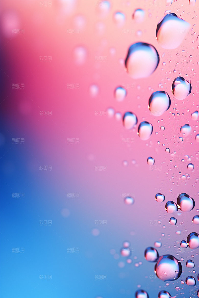 彩色雨滴元素通透背景图