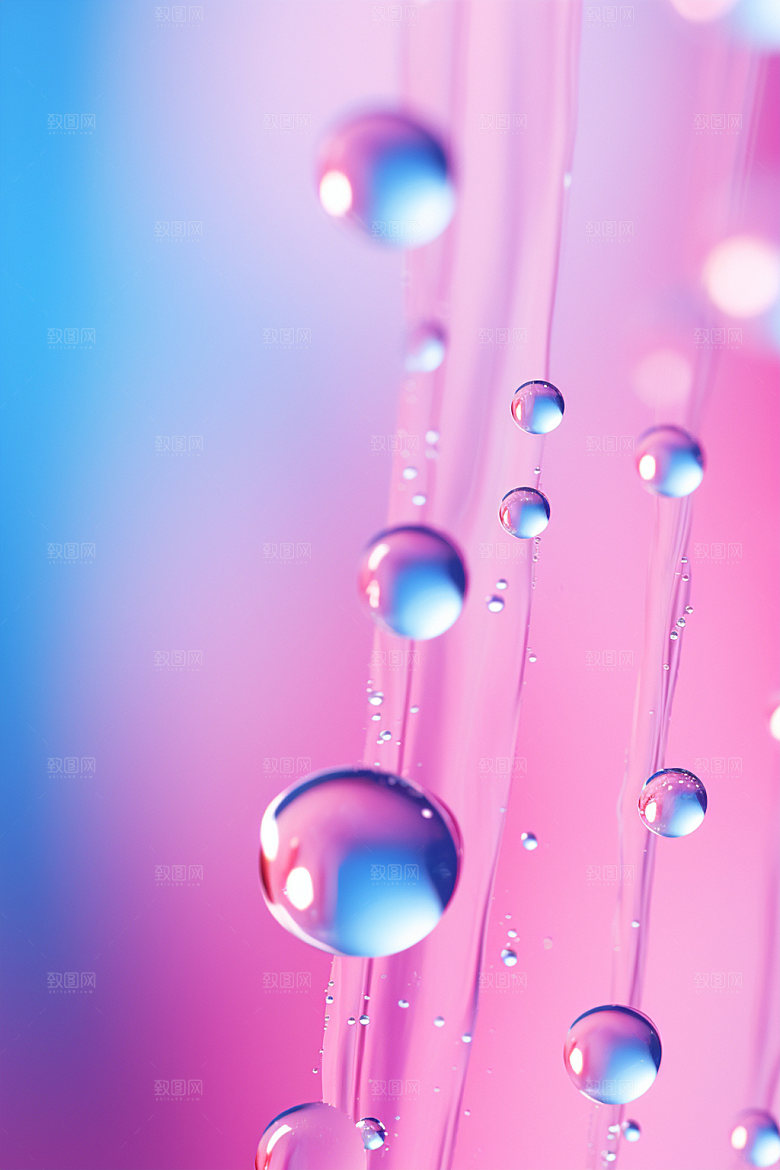 彩色雨滴透明质感背景图
