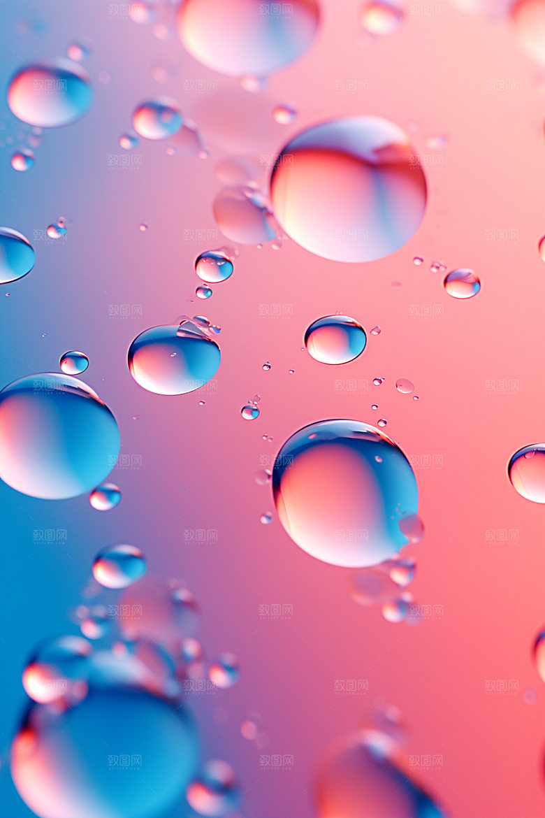 彩色雨滴水珠质感背景图