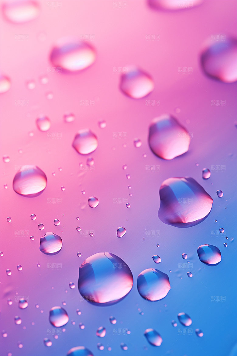 彩色雨滴水滴透明背景图