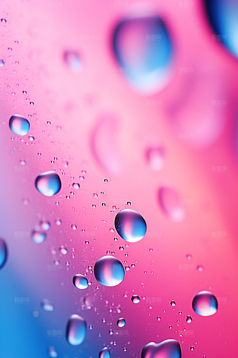 彩色雨滴水珠元素背景图