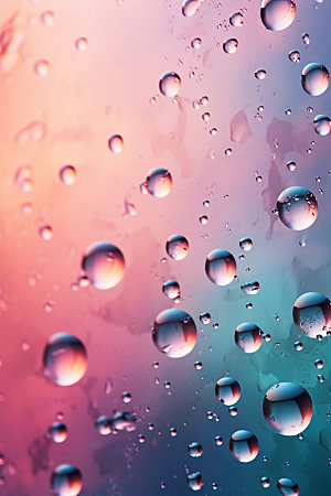 彩色雨滴通透元素背景图