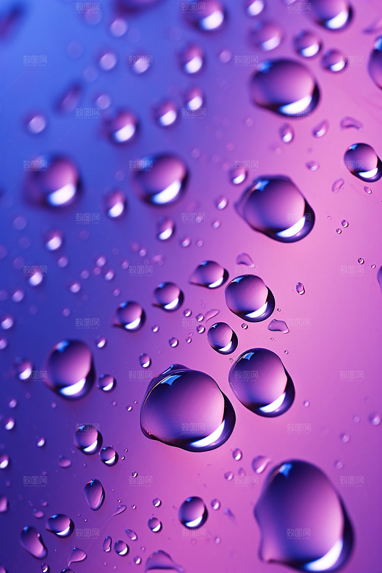 彩色雨滴通透质感背景图