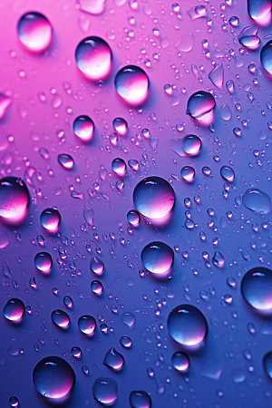 彩色雨滴通透透明背景图