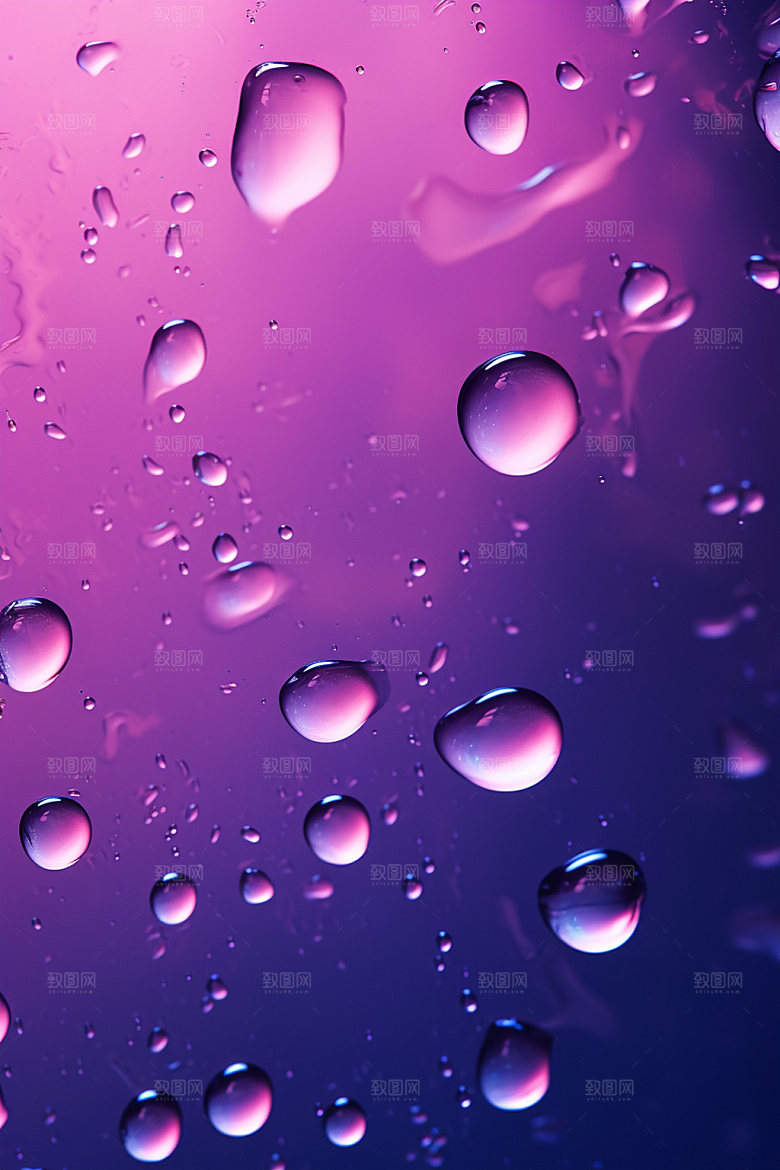彩色雨滴元素透明背景图