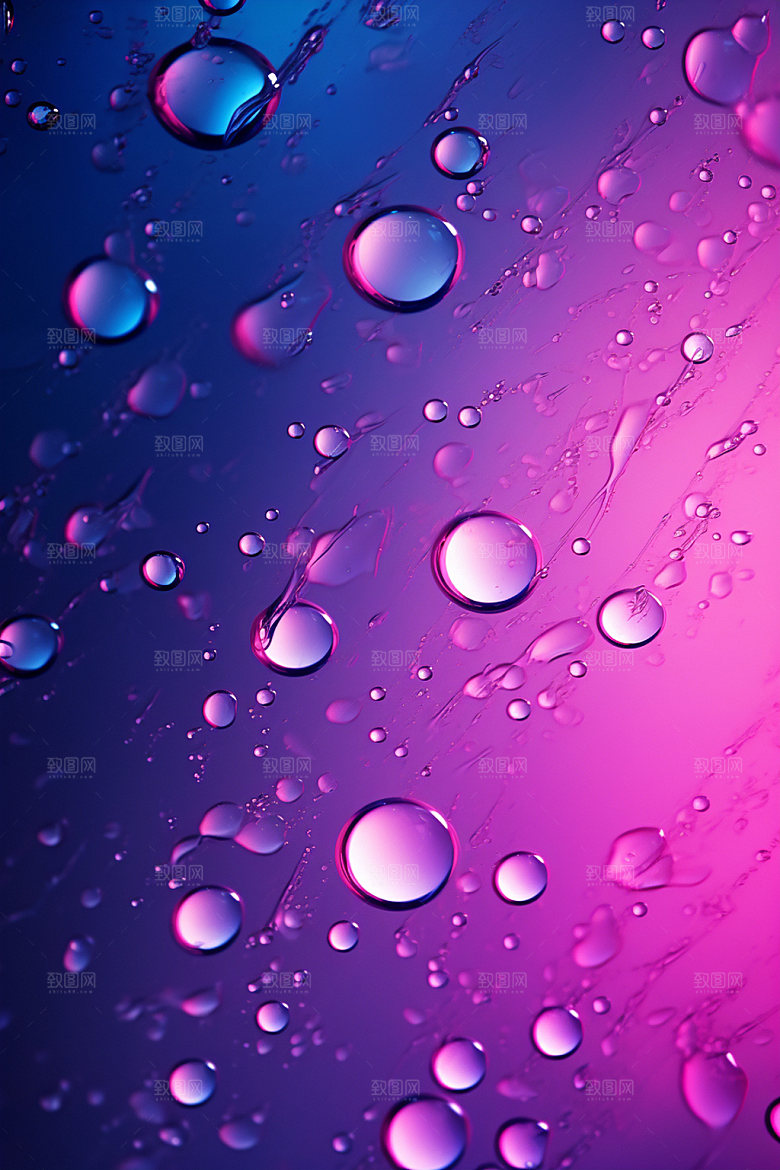 彩色雨滴水珠质感背景图