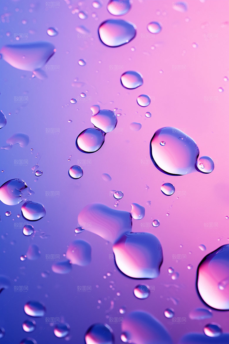 彩色雨滴水珠质感背景图