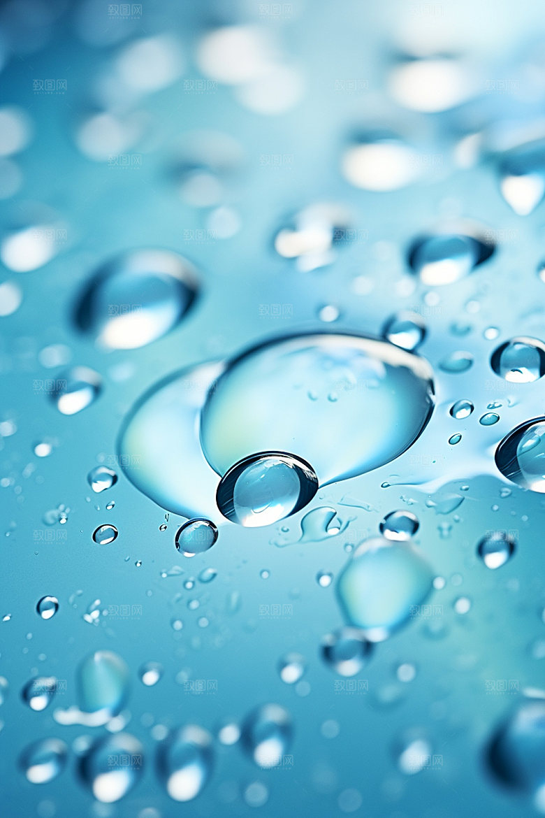 彩色雨滴通透水珠背景图
