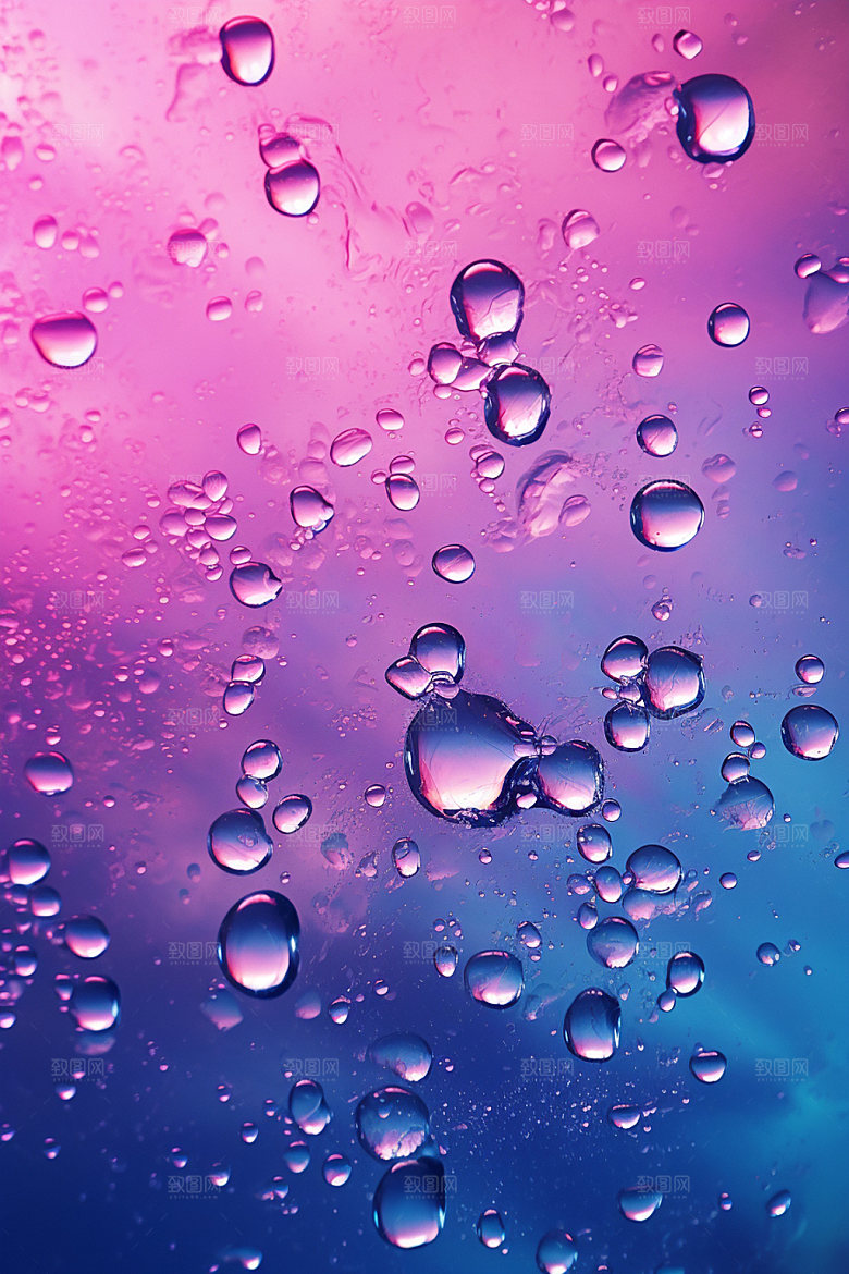 彩色雨滴元素透明背景图