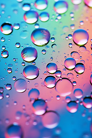 彩色雨滴元素通透背景图