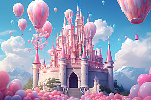 梦幻城堡彩色卡通效果图
