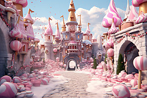梦幻城堡渲染模型效果图