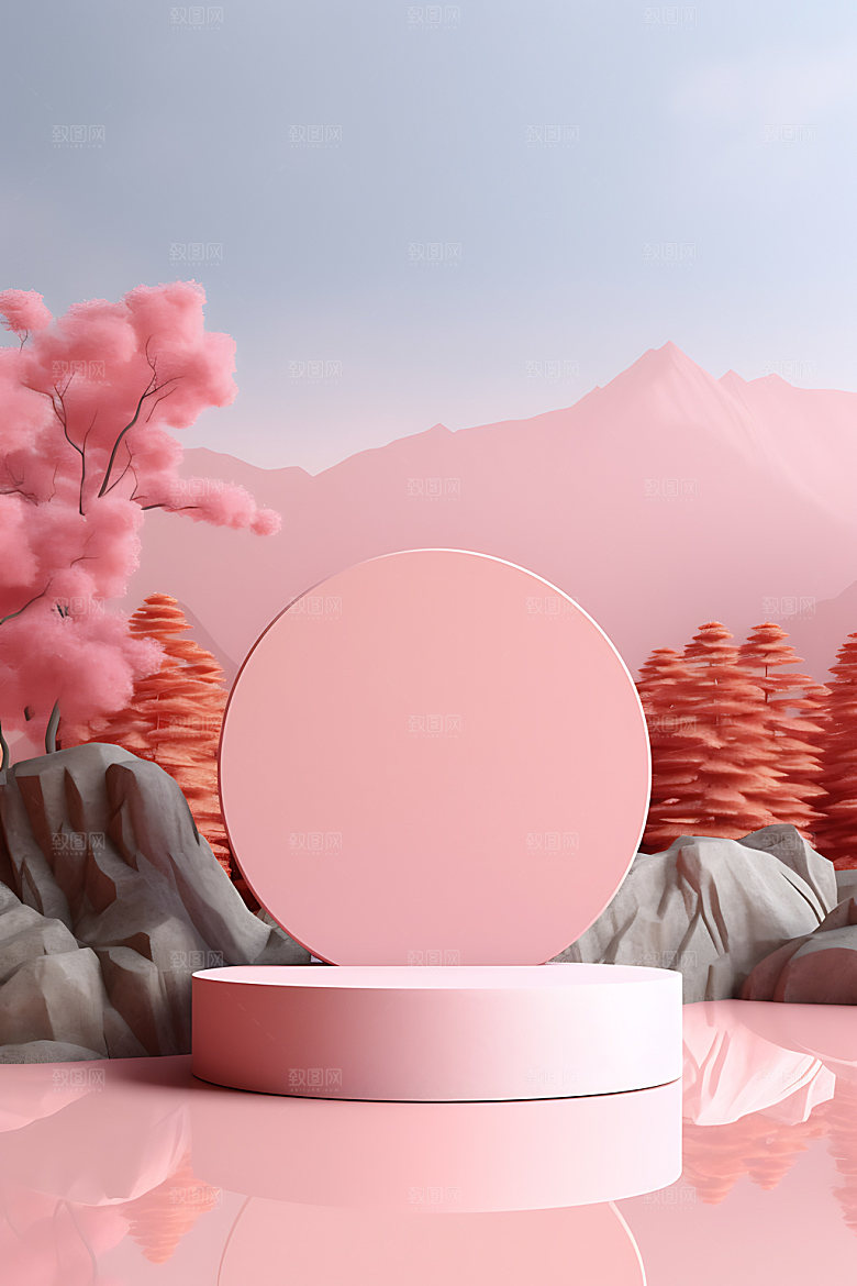 梦幻美妆模型展台3D背景