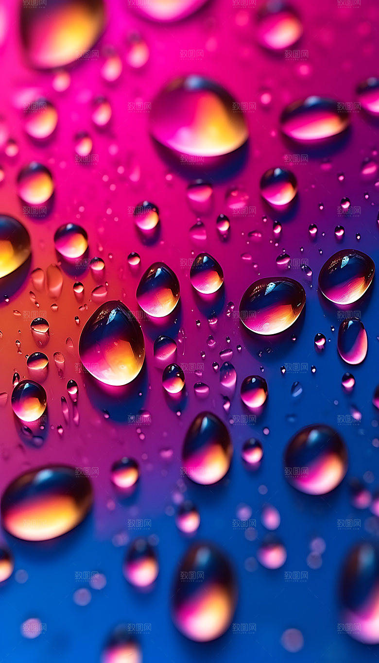 梦幻水滴渐变雨滴背景