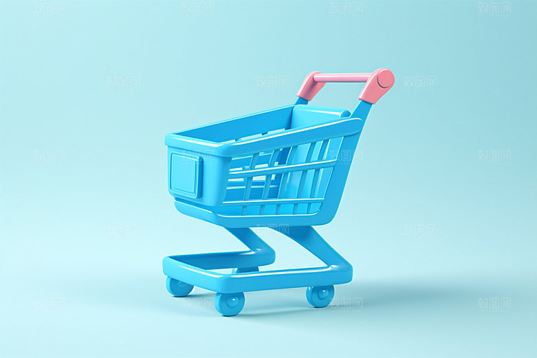 金属质感迷你购物车模型素材