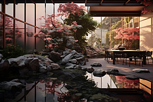 中式酒店传统室内装修效果图