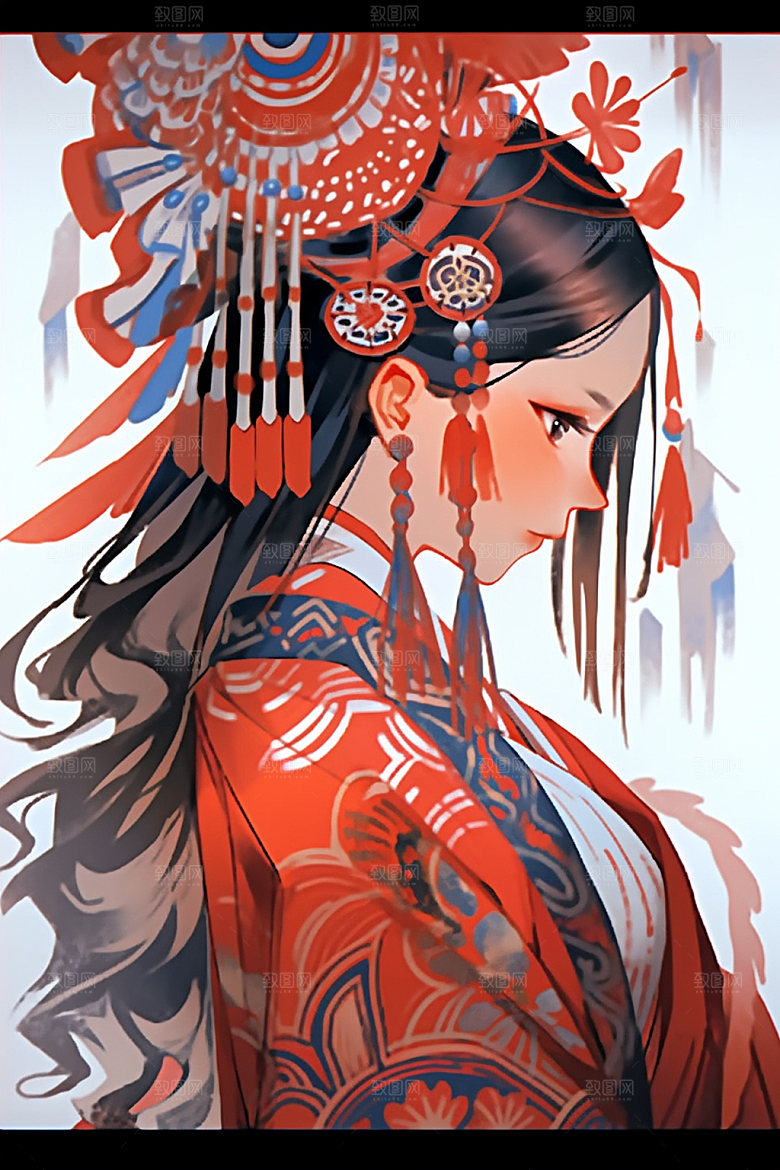 少数民族女孩唯美艺术插画