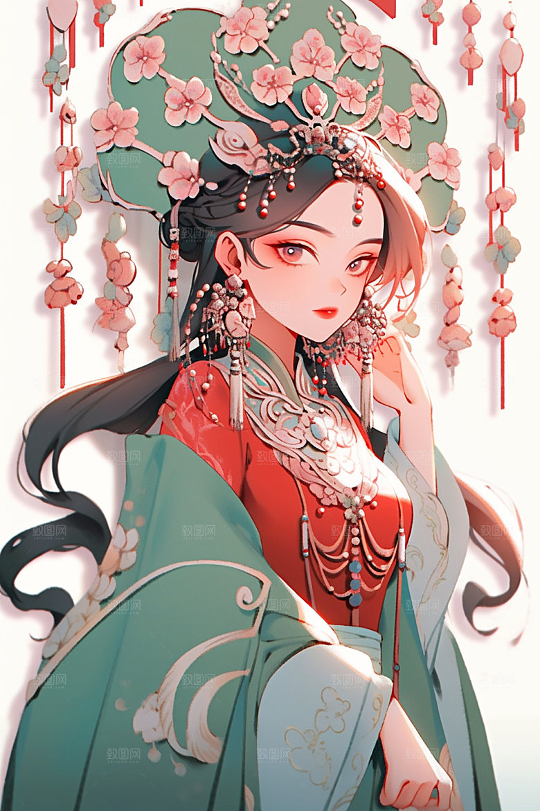 少数民族女孩艺术肖像插画