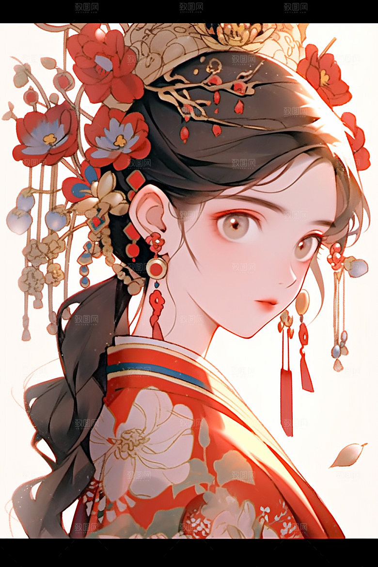 少数民族女孩艺术中国风插画