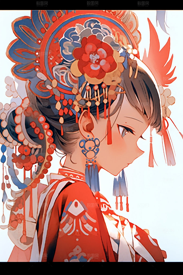 少数民族女孩唯美美丽插画