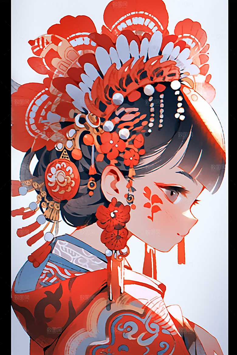 少数民族女孩美丽细腻插画