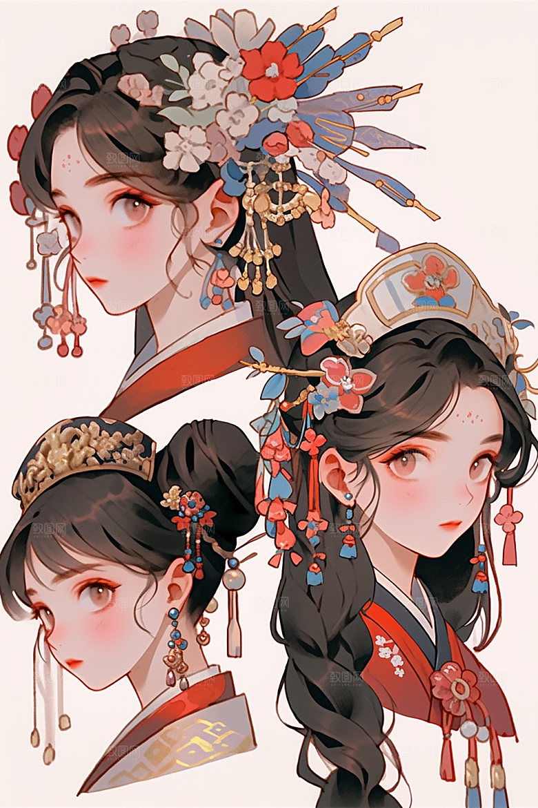 少数民族女孩美丽细腻插画