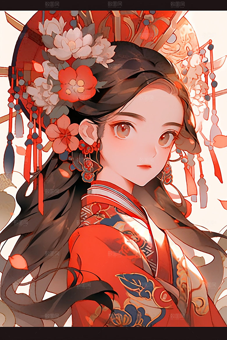 少数民族女孩美丽艺术插画