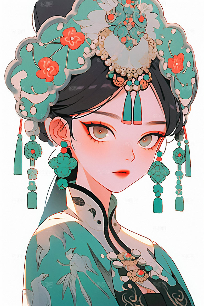 少数民族女孩细腻美丽插画