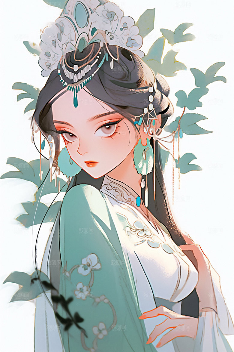 少数民族女孩细腻艺术插画
