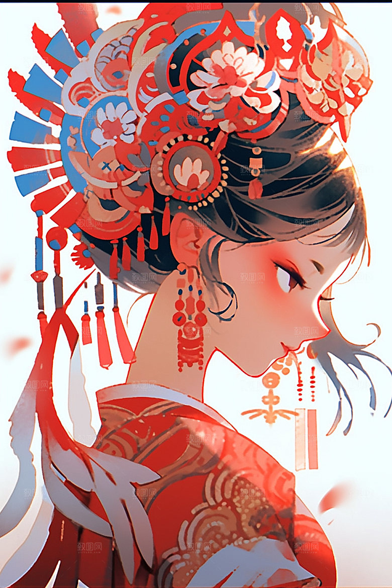 少数民族女孩细腻肖像插画