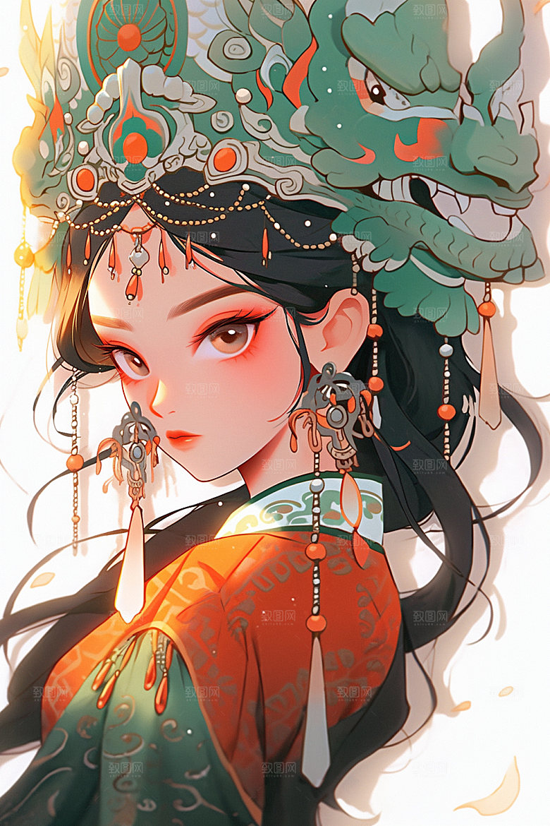少数民族女孩艺术细腻插画