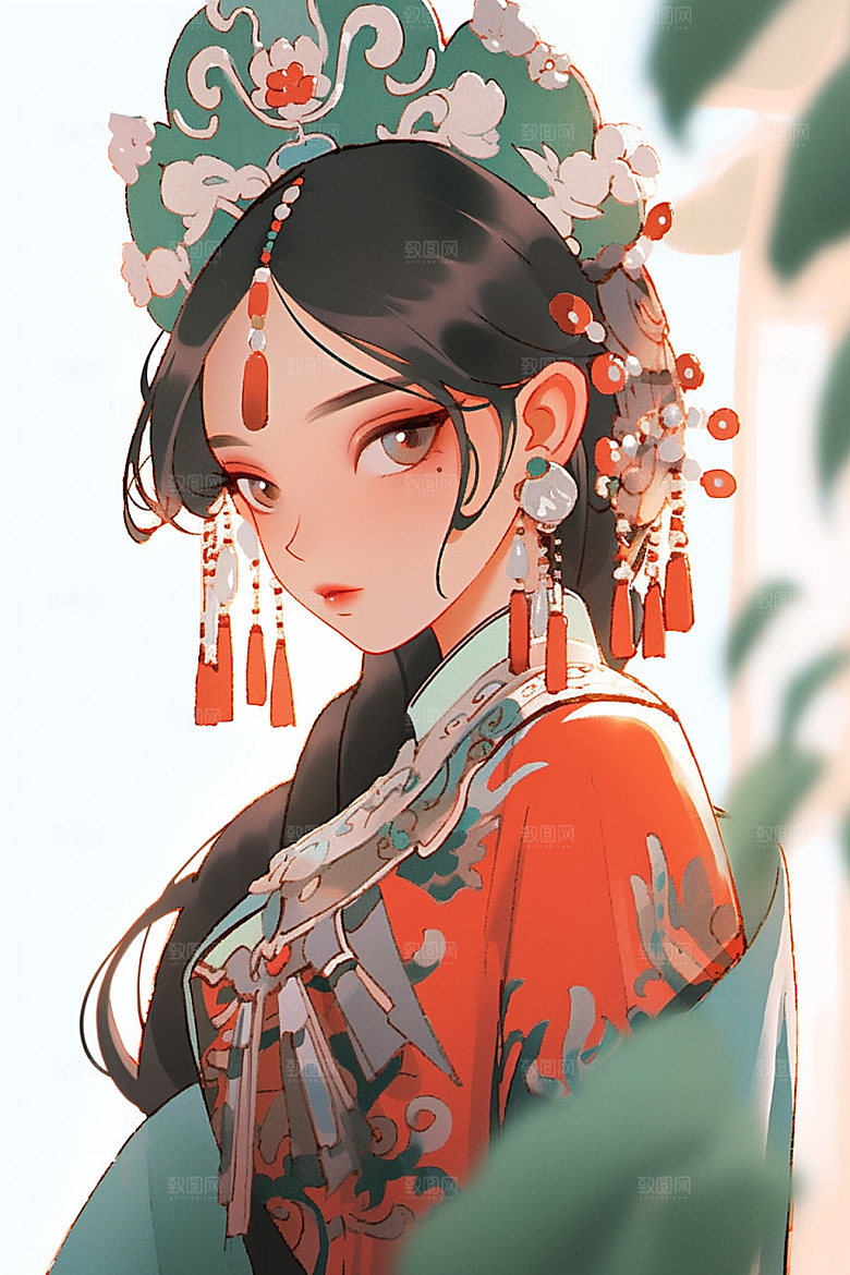 少数民族女孩艺术细腻插画