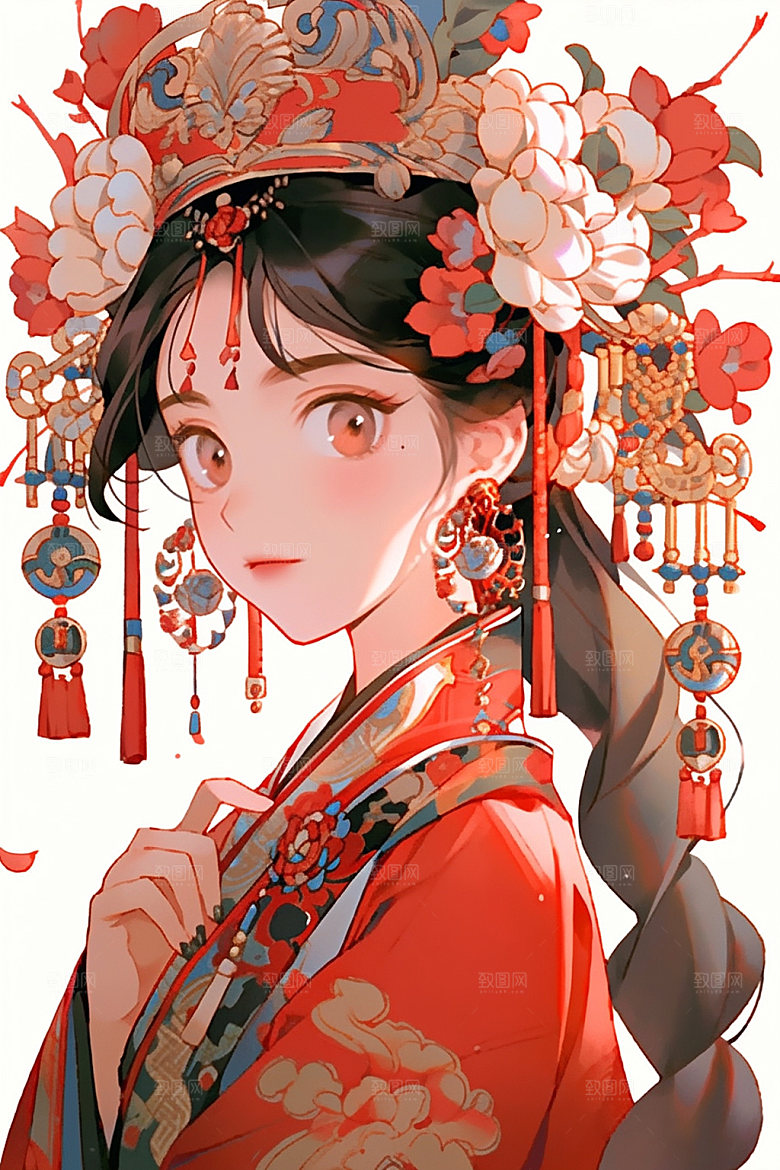 少数民族女孩中国风艺术插画
