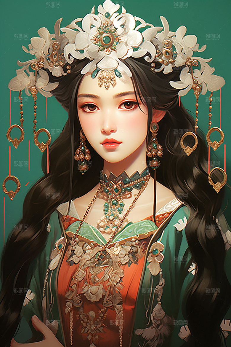 少数民族女孩唯美艺术插画