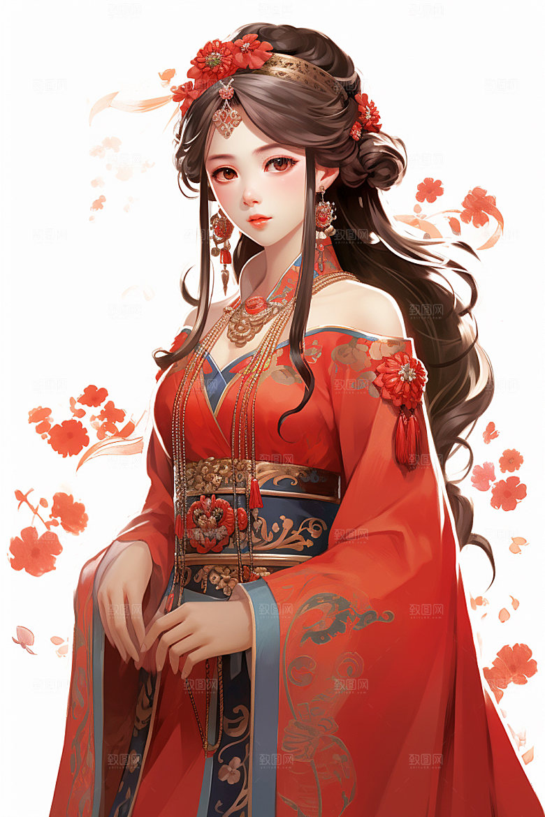 少数民族女孩细腻美丽插画