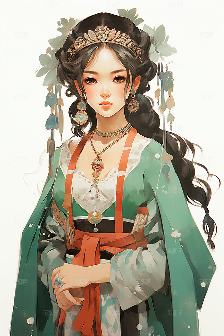 少数民族女孩细腻唯美插画