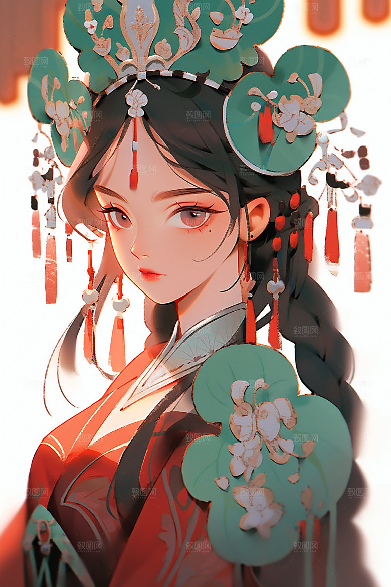 少数民族女孩美丽唯美插画
