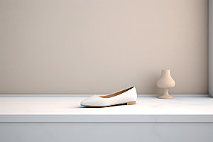 浅色平底鞋商品女式皮鞋摄影图