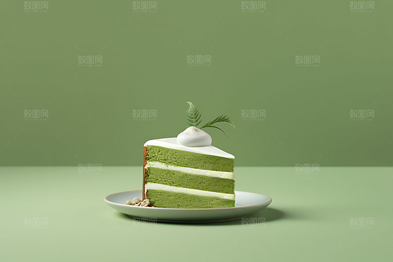 抹茶蛋糕甜品点心摄影图